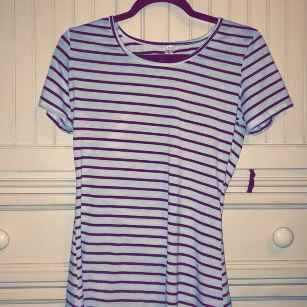 black and white striped T-shirt dress